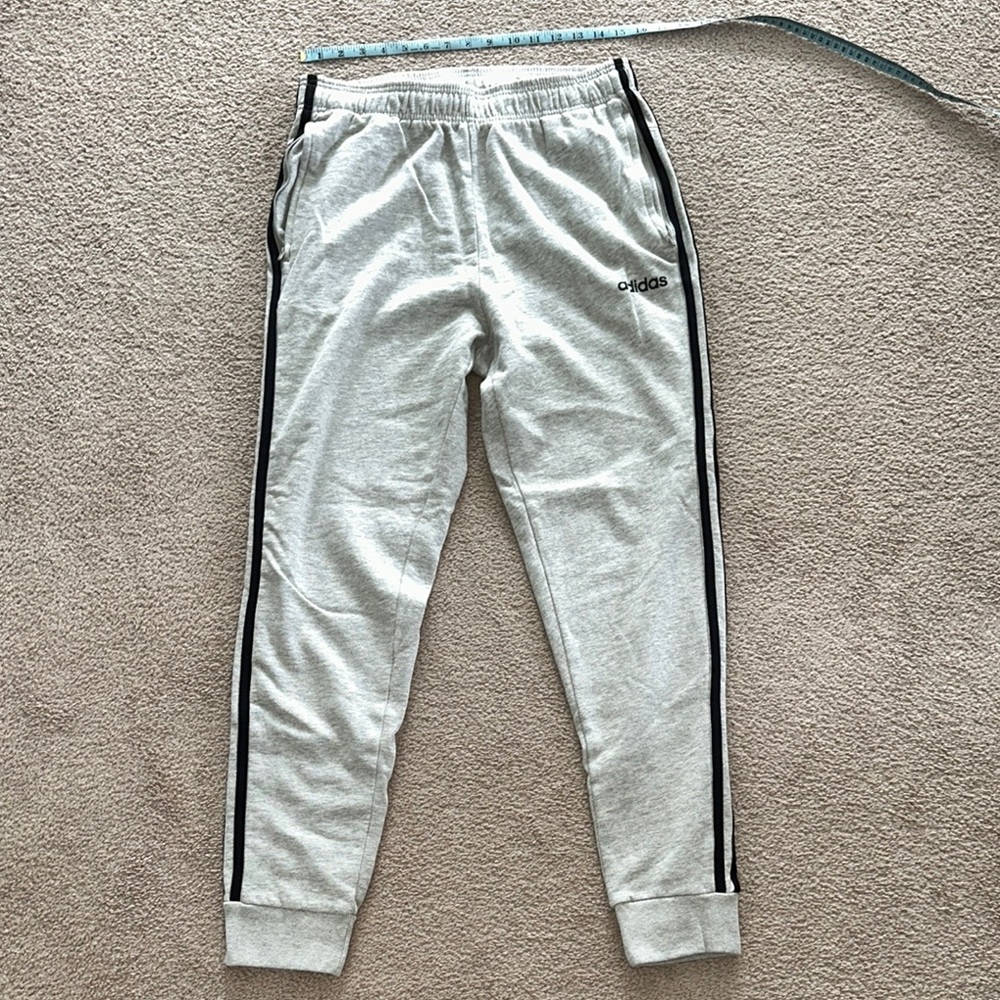 Men’s Adidas Gray Jogger Pants with Black Stripes
